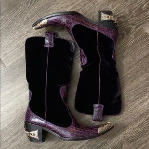 Giuseppe Zanotti velvet/leather/ cowboy boots